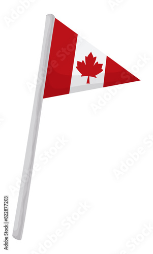 Isolated pennant with silver pole and Canada flag, Vector illustration