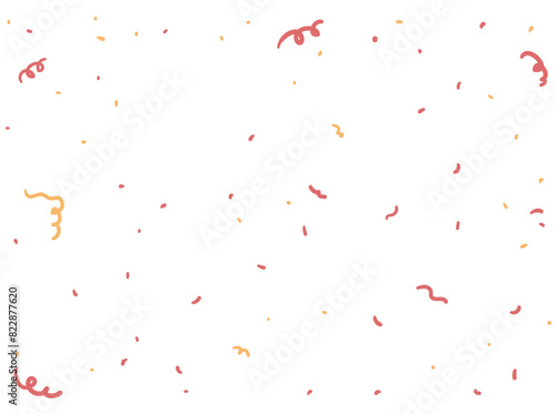 Streamers and confetti shower in doodle style, Vector illustration