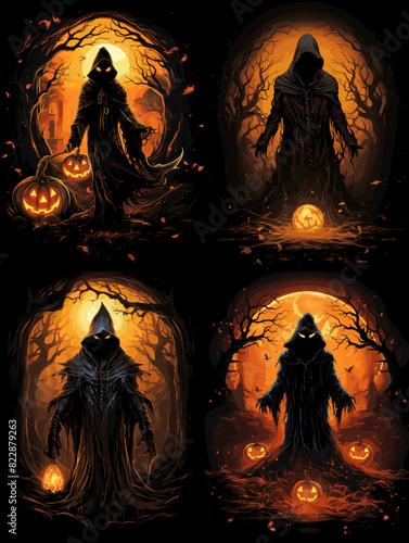Halloween monster, Autumn party, scary zombi, grungy old creepy pumpkin concept