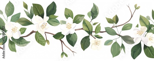 A spring floral illustration featuring branches and leaves  isolated on a white background. This beautiful vector design is perfect for decor and other design projects.