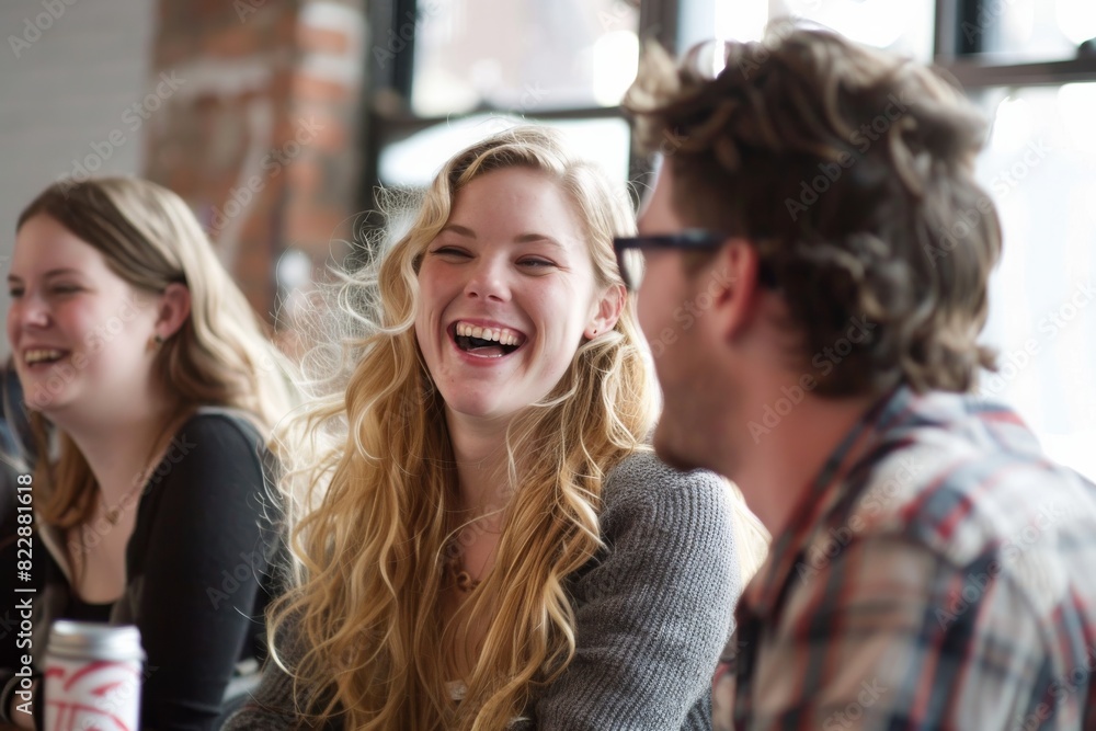 Group of happy young people laughing and having fun together in creative office Group of happy young people laughing and having fun together in creative office