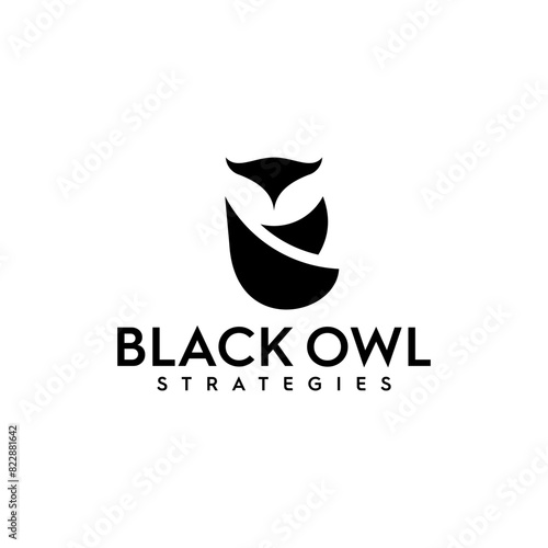 Black owl logo vector design