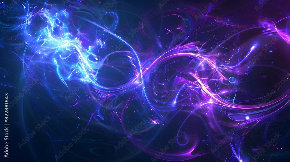 Fototapeta premium Abstract blue and purple dynamic background. Futuristic vivid neon swirl lines. Light effect.