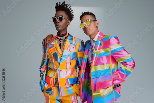 Two Men in Vibrant Fashion Suits.