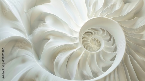 An abstract background featuring a golden ratio spiral in shades of white
