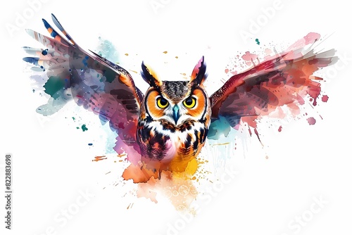 watercolor art. illustration of an owl