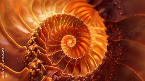 An abstract background featuring a golden ratio spiral in shades of burnt orange