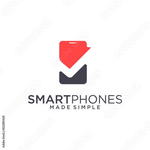 Smartphone check logo vector illustration