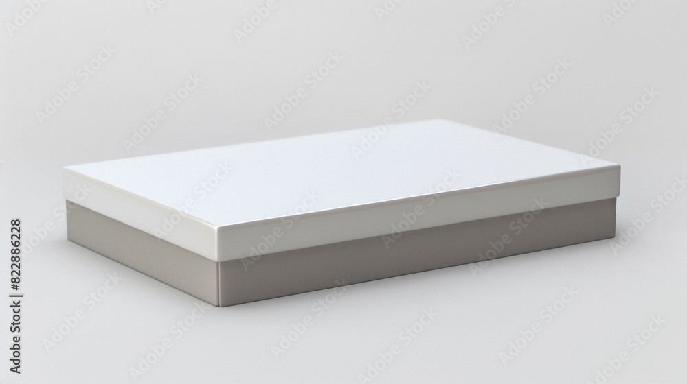 Simple pearl white box with a gray lid, minimalist design. Simple pearl white box with a gray lid, minimalist design.