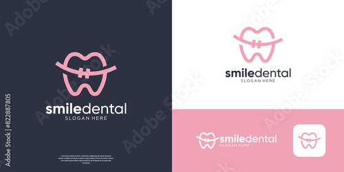 Minimalist dentistry clinic logo design template.