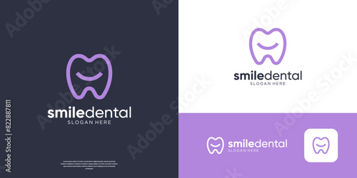 Dental clinic logo with smile symbol logo design.