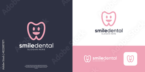 Line logo dental clinic logo vector illustration.