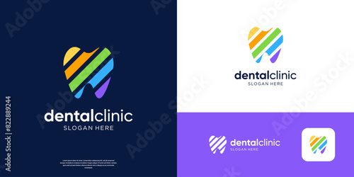 Colorful dental clinic logo template. Abstract dentistry logo vector illustration.