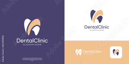 Simple dental care logo design template.