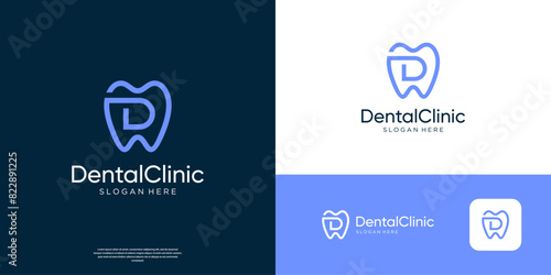 Letter D dental care logo design template.
