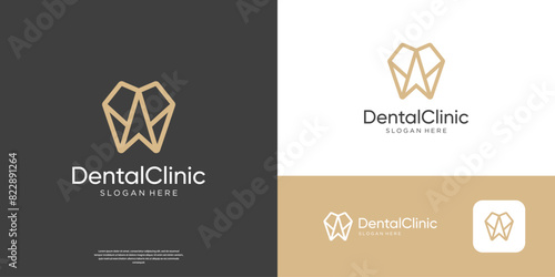 Geometric dental clinic tooth logo design vector.