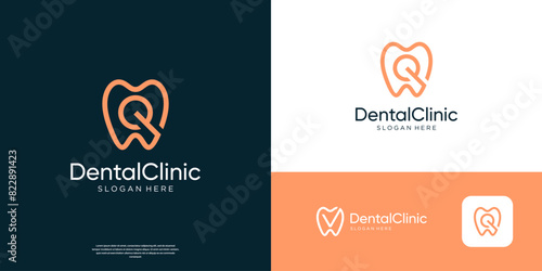 Letter Q dental care logo design template.