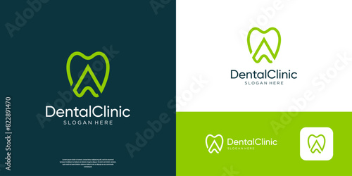 Letter A dental care logo design template.