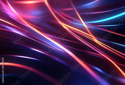 Abstract image featuring vibrant, colorful light streaks on a dark background, creating a dynamic and futuristic feel.