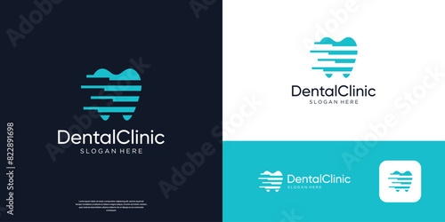 Dental clinic logo with abstract tooth logo design template.