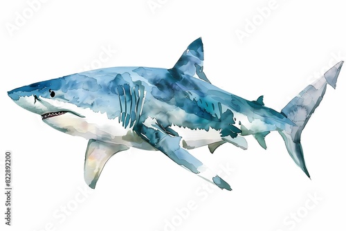 watercolor art. illustration of a shark