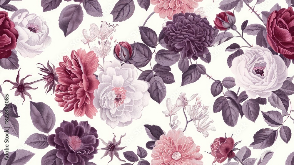 Flower and plant. Floral classic seamless print in shabby chic style. ​