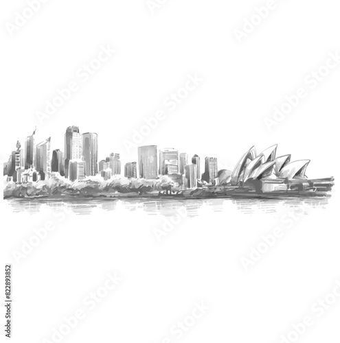 Drawing pencil style of Australia skyline 