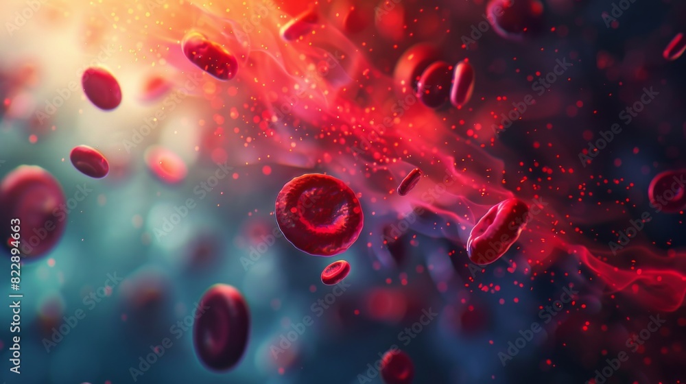3D illustration of Red Blood Cells Background in Microscopic View 3D illustration of Red Blood Cells Background in Microscopic View