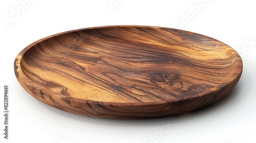 wallpaper of a handcrafted wooden plate on a white background © marco