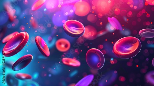 3D illustration of Red Blood Cells Background in Microscopic View