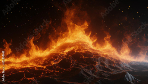 Fire in the dark firefly flame png background realistic 3d rendering for video effect isolated on black backdrop