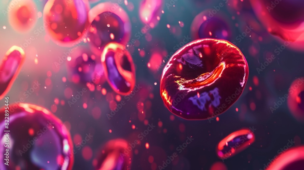 3D illustration of Red Blood Cells Background in Microscopic View 3D illustration of Red Blood Cells Background in Microscopic View