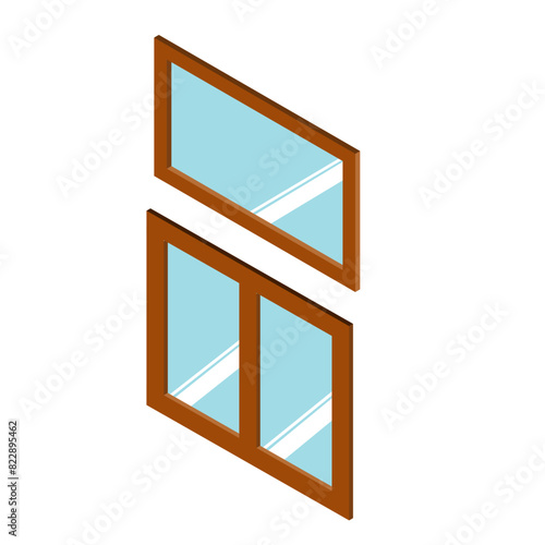 Brown wooden window on a white background.