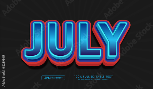 Editable text effect, july 3d bold