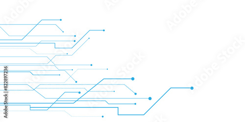 Vectors Technology blue circuit diagram. High-tech connection system on a white background.