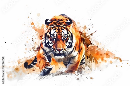 watercolor art. illustration of a tiger photo