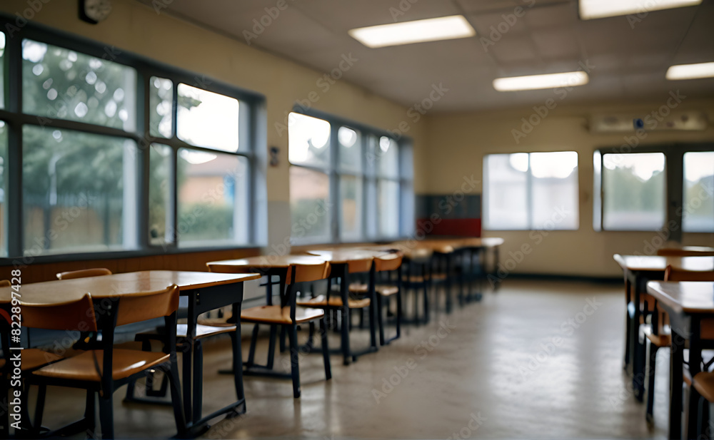 empty classroom back to school concept nice vintage interior of educational environment
