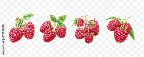 Raspberry fruit watercolor isolated transparent