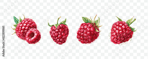 Raspberry fruit watercolor isolated transparent