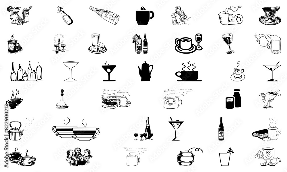 Beverage and drink glyph bundle Beverage and drink glyph bundle