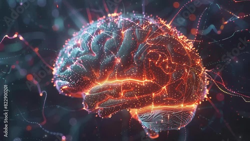 Wallpaper Mural Brain anatomy. Human brain animation. Neuronal activity in the human brain. Science showing the human brain against a background of burning lights. Human brain hologram. 4K Videos Torontodigital.ca