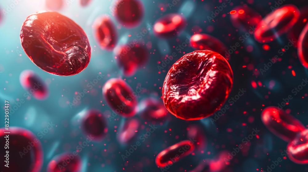 3D illustration of Red Blood Cells Background in Microscopic View 3D illustration of Red Blood Cells Background in Microscopic View