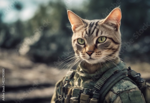 cat army soldier created technology with ukrainian photo