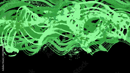 Green fractal backdrop with swirling black patterns