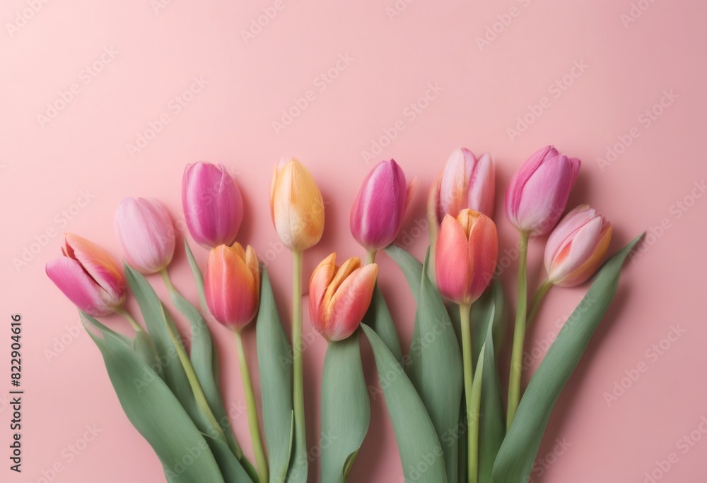 flowers made pastel background paint flat creative pink concept lay colorful minimal nature brush tulip spring flowers made pastel background paint flat creative pink concept lay colorful minimal nature brush tulip spring