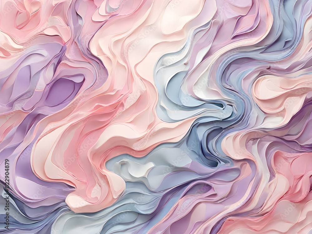 Abstract background with pastel colors and fluid shapes. Soft pink, blue, and lavender swirls create a dreamy, watercolor effect. Perfect for a serene and calming atmosphere, generative AI