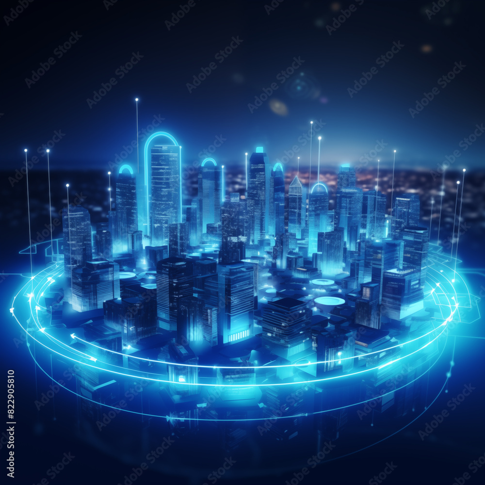 Image of a technologically advanced city in the future world Image of a technologically advanced city in the future world
