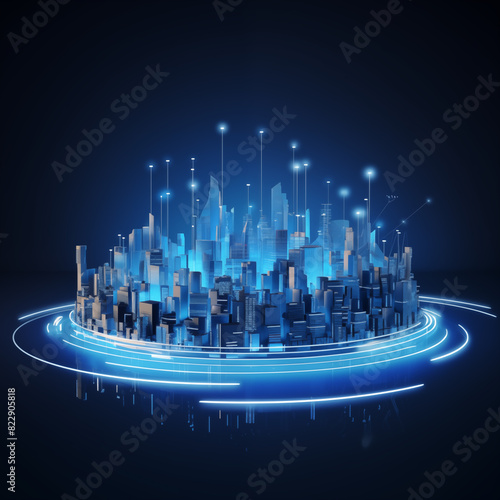 Image of a technologically advanced city in the future world