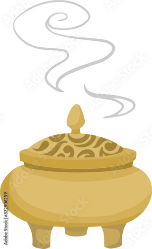 Chinese incense burner smoke illustration