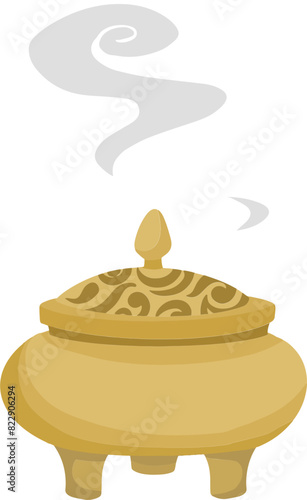 Chinese incense burner smoke illustration